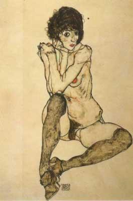Egon Schiele Seated Female Nude,Elbows Resting on Right Knee (mk12) oil painting image